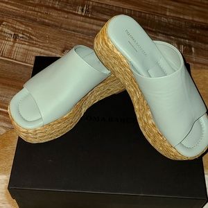 Paloma Barcelo Wedge Sandals Sage Green Size 7